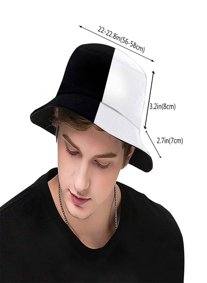 ASYG Pure Split Black and White Bucket Hat Travel Fisherman Cap Protection Sun Hat for Fishing Hat Men Women - Image 3